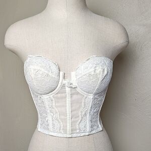 Vintage White Lace Corset Top Bra Underwire 34A 80s 90s